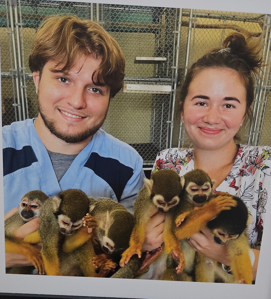 Dr. Aidan and Brooke with monkeys